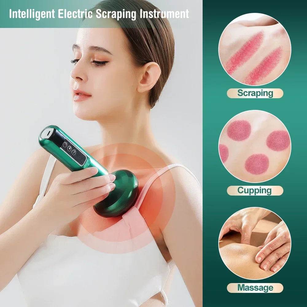 Tricolor Electric Massager GuaSha Anti Cellulite Vacuum Suction Cup Beauty Health Scraping Infrared Heat Slimming Massage Thera - FLORANZANI- Beauté & Santé