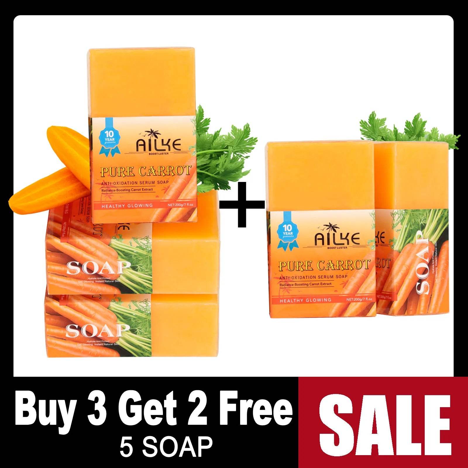 AILKE Pure Carrot Anti-Oxidation Serum Soap, Brightening Skin Tone, With Rich Foam, Suitable For Black Dark Skin, Vegan Soap - FLORANZANI- Beauté & Santé