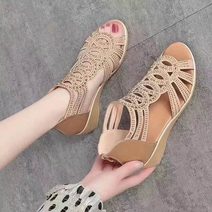 New Roman Sandals for Women 2024 Summer New Soft Sole Outer Wear Women's Wedge Shoes Fashion Casual Designer Shoes for Women - FLORANZANI- Beauté & Santé