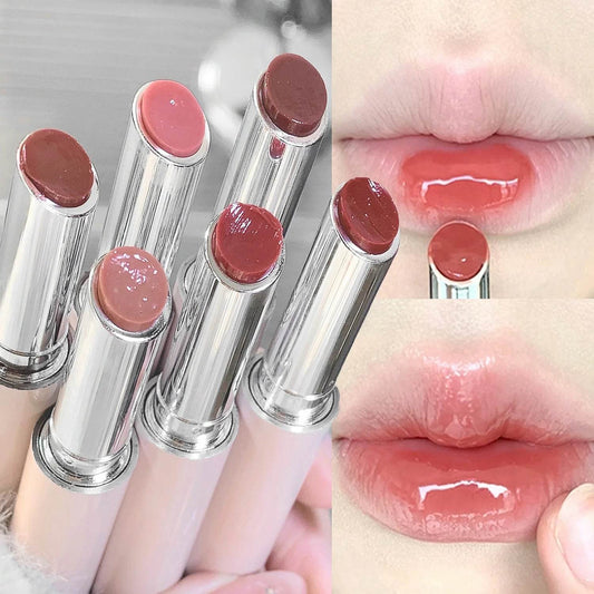 Jelly Solid Lip Gloss Cute Hydrating Mirror Red Brown Lipstick Clear Moisturizing Lips Tint Nature Nude Lip Makeup Cosmetics - FLORANZANI- Beauté & Santé