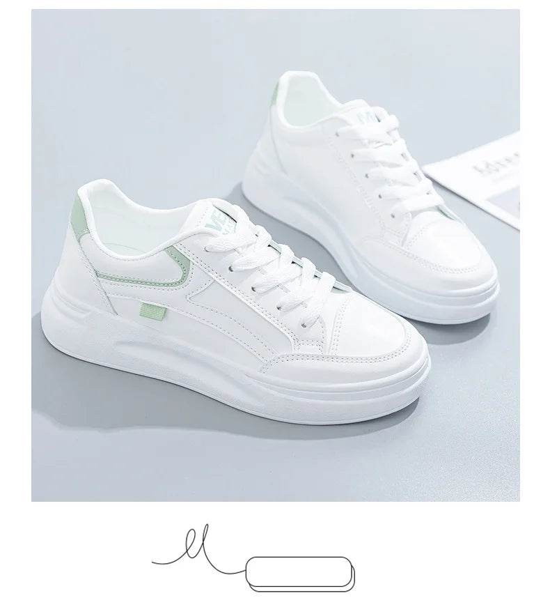 Outdoor Women Walking Shoes Skateboarding Shoes Women Sneakers PU Leather Lace-Up Breathable Jogging Casual Sneakers De Mujer - FLORANZANI- Beauté & Santé