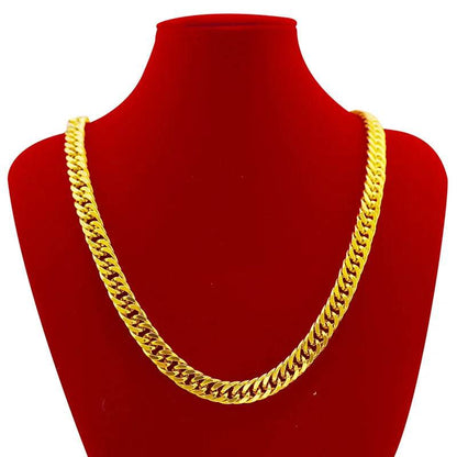 9999 men's flat chain 24K real gold 10mm boss necklace men's style domineering - FLORANZANI- Beauté & Santé