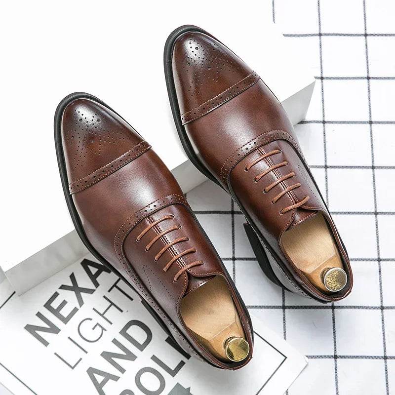 Carving Dress Shoes Men Luxury Designer Fashion Handmade Business Formal Shoes Men Original Pointed Wedding Shoes 2024 - FLORANZANI- Beauté & Santé