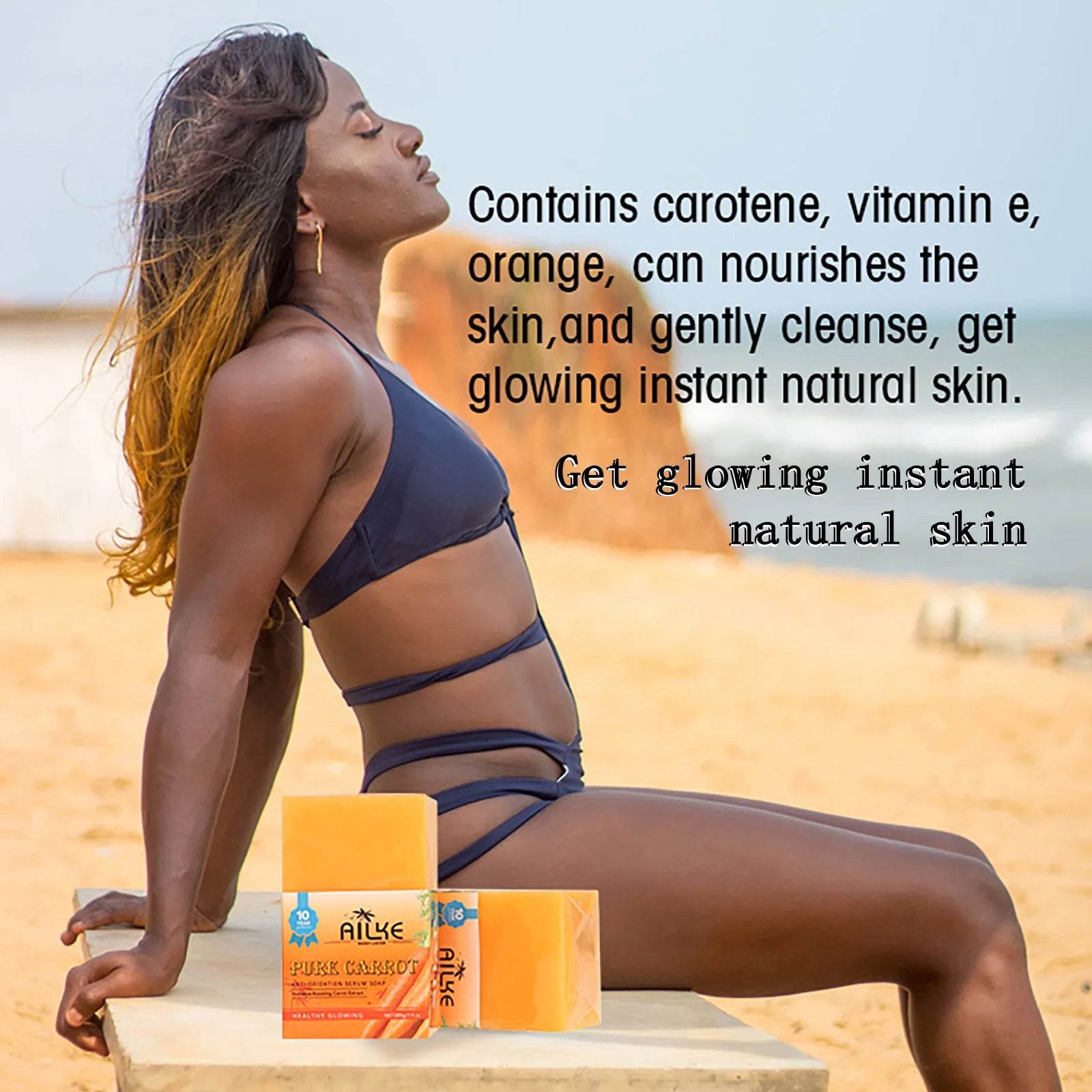 AILKE Pure Carrot Serum Soap, Lighten Skin Tone, Remove Dark Spots, Freckles, Melasma, For Caramel, Black, Dark Skin - FLORANZANI- Beauté & Santé