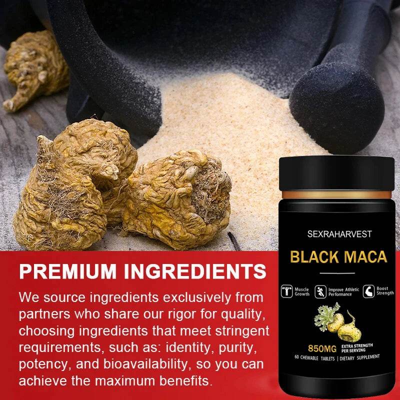 Powerful Black Maca Booster for Men and Women,Maca Pill Supplements for Health, Energy, Endurance, Muscle Mass,Maca Root Capsule - FLORANZANI- Beauté & Santé