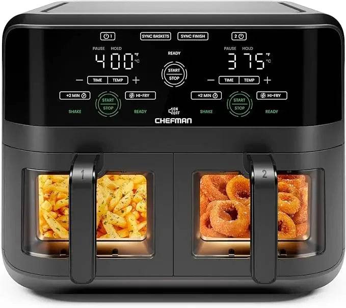 CHEFMAN 6 Quart Dual Basket Air Fryer Oven with Easy View Windows, Sync Finish, Hi-Fry, Auto Shutoff - FLORANZANI- Beauté & Santé