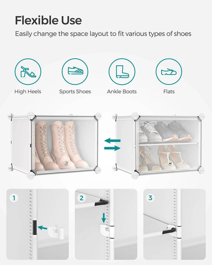 SONGMICS Interlocking Shoe Rack with Doors, 40-Pair 10-Tier Shoe Organizer, Steel Frame and Plastic Shelves - FLORANZANI- Beauté & Santé