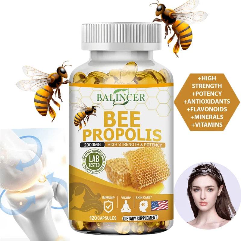 BEE PROPOLIS Capsules - Energy, Immune Function, Digestion, Nutrient Absorption, Promotes Overall Skin Health - FLORANZANI- Beauté & Santé