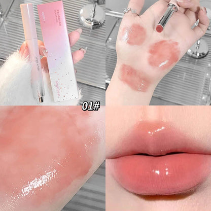 Jelly Solid Lip Gloss Cute Hydrating Mirror Red Brown Lipstick Clear Moisturizing Lips Tint Nature Nude Lip Makeup Cosmetics - FLORANZANI- Beauté & Santé