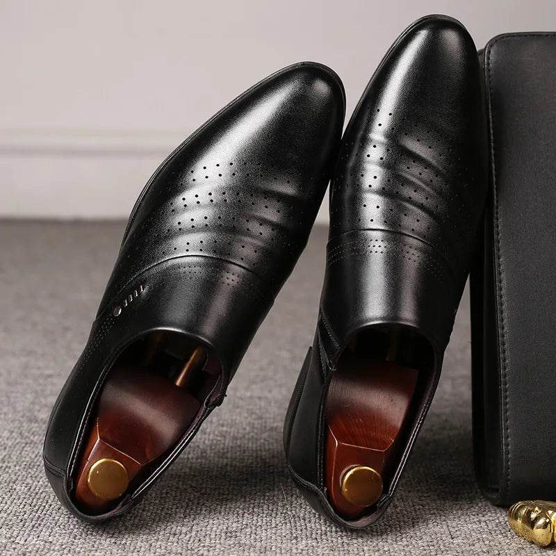 Men Shoes Casual Fashion Mens Dress Shoes for Male Party Sneakers Plus Size Slip on Black Leather Loafer Sapato Social Masculino - FLORANZANI- Beauté & Santé