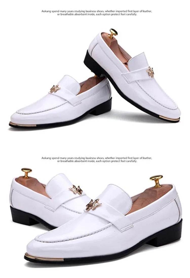 2024 New Fashion Red Men's Social Shoe Casual Glitter Leather Loafers Shoes for Men Slip-on Pointed Toe Dress Shoes Men Footwear - FLORANZANI- Beauté & Santé