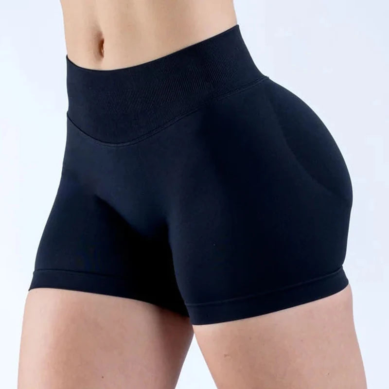 Epligg Damen-Fitness-Sport-Shorts, 11,4 cm, mit Logo, Gym-Shorts, geripptes Band, Workout, Scrunch Butt, Yoga, Booty, Laufshorts