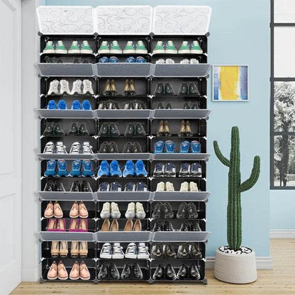 12-Tier Portable 72 Pair Shoe Rack Organizer 36 Grids Tower Shelf Storage Cabinet Stand Expandable for Heels - FLORANZANI- Beauté & Santé