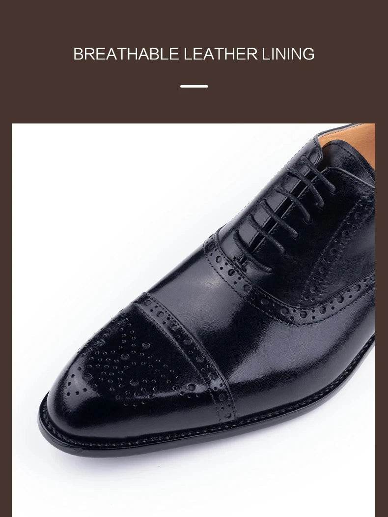 Classic Brogue Shoe Men's Business Suits Matches New Style Genuine Cowhide Handmade Formal Office Wedding Party Mans Dress Shoes - FLORANZANI- Beauté & Santé