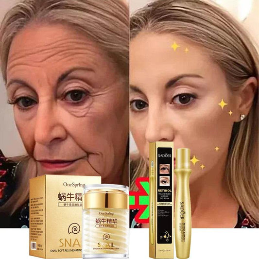 Snail Anti-Aging Face Cream Collagen Firming Fade Fine Lines Eye Massage Roller Anti Wrinkles Eye Bags Korean Skin Care Product - FLORANZANI- Beauté & Santé