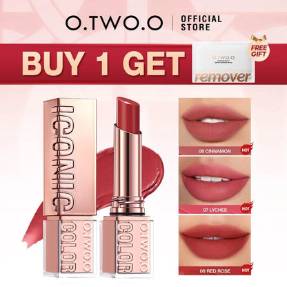 O.TWO.O Lipstick Lip Tint Moisturizing Nourishing Glow Lightweight Smooth Non-Sticky Refreshing Red High-shine Lipstick Makeup - FLORANZANI- Beauté & Santé