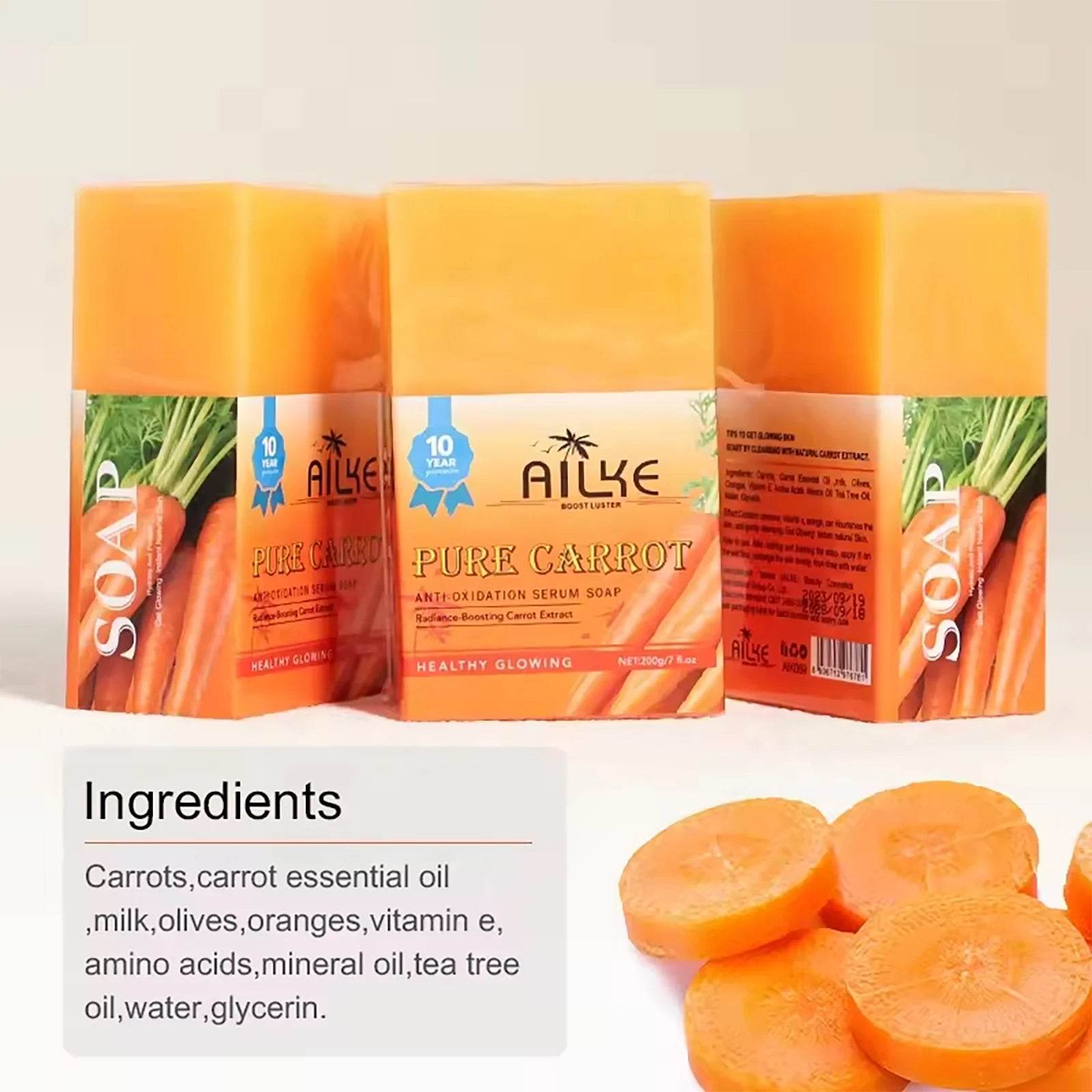 AILKE Pure Carrot Anti-Oxidation Serum Soap, Skin Brightening Soap Bar, Cleaning Stains, With Vitamin C - FLORANZANI- Beauté & Santé