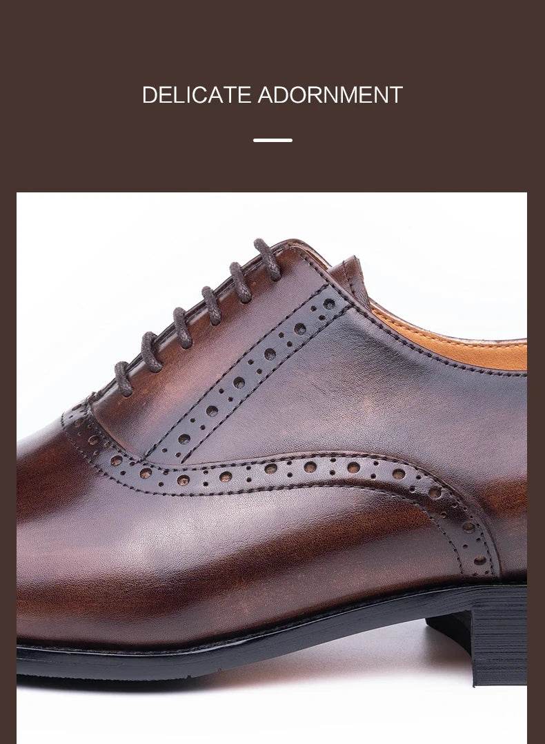 Classic Brogue Shoe Men's Business Suits Matches New Style Genuine Cowhide Handmade Formal Office Wedding Party Mans Dress Shoes - FLORANZANI- Beauté & Santé