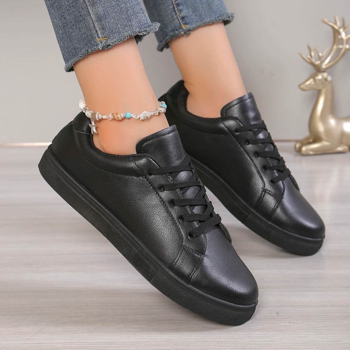 New Casual Sneakers for Women 2024 Spring Black Lace Up Female Flats Casual Women's Fashion Ladies Sports Shoes Size 36-41 - FLORANZANI- Beauté & Santé