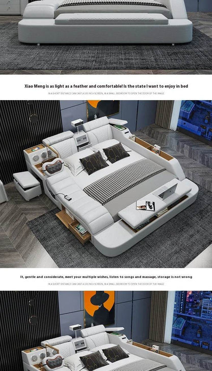 Gamer Massage Tatami Leather Bed Bedroom Lazy Double Bed Modern Simple Wedding With Projector STravel Muebles Trendy Furniture - FLORANZANI- Beauté & Santé