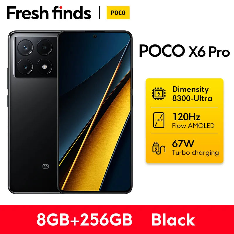 【World Premiere】POCO X6 Pro 5G Global Version Smartphone Dimensity 8300-Ultra 6.67" 1.5K Flow AMOLED DotDisplay 64MP 67W NFC