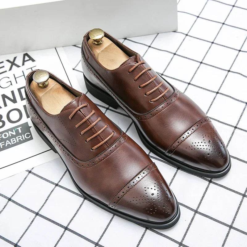 Carving Dress Shoes Men Luxury Designer Fashion Handmade Business Formal Shoes Men Original Pointed Wedding Shoes 2024 - FLORANZANI- Beauté & Santé