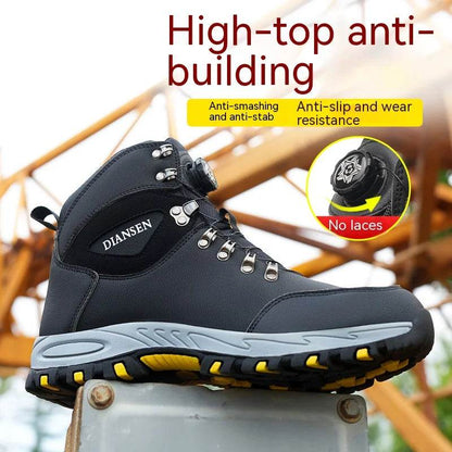 Breathable Sport Work Shoes Men Shoes Steel Toe Safety Boots Men's Work Sneaker Rotated Button Easy Wear Work Safety Boots - FLORANZANI- Beauté & Santé