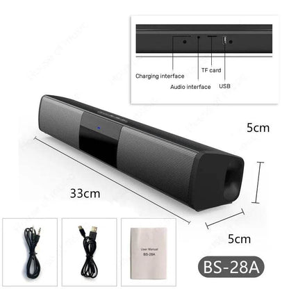 BS-28B Sound Bar TV Portable Bluetooth-compatible Speaker Wireless Column Home Theater Sound System RCA AUX For TV PC Soundbar - FLORANZANI- Beauté & Santé