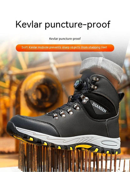 Breathable Sport Work Shoes Men Shoes Steel Toe Safety Boots Men's Work Sneaker Rotated Button Easy Wear Work Safety Boots - FLORANZANI- Beauté & Santé