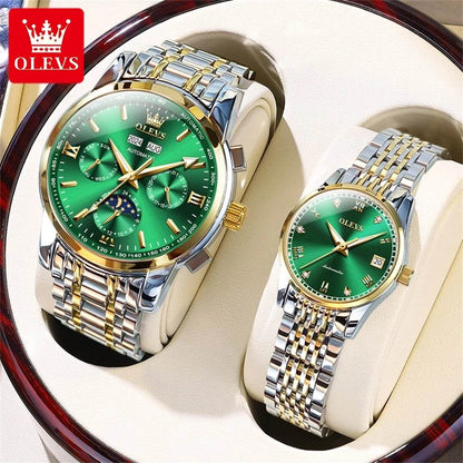 OLEVS Couple Watch Valentines Matching Watches His and Her Couple Set Wrist Watch Men and Women Lovers Wedding Romantic gifts - FLORANZANI- Beauté & Santé