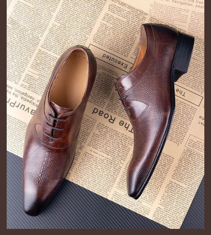 Luxury Men Oxford Shoes Footwear High Quality Classic Style Dress Leather Shoes Coffee Black Lace Up Pointed Toe Formal Shoe Men - FLORANZANI- Beauté & Santé