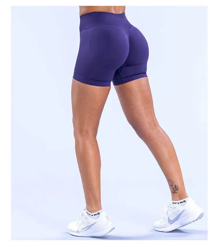 Women's Low Waist Seamless Yoga Shorts, Scrunch Bum Gym Shorts, Workout Biker Short, Stretch Fitness Short, 4.5'' - FLORANZANI- Beauté & Santé