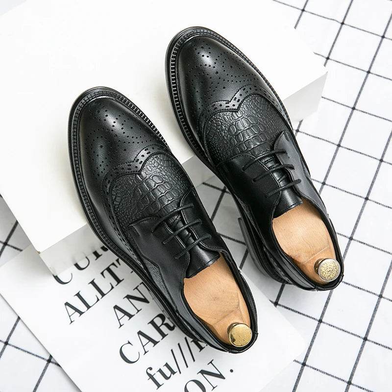 Designer Business Oxfords Formal Wedding Mens Derby Italian Original Crocodile Leather Dress Office Loafers Casual Shoes for Men - FLORANZANI- Beauté & Santé