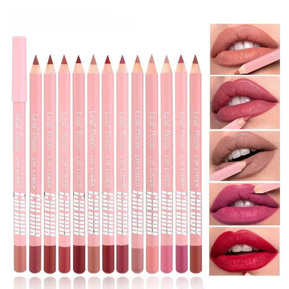 12Color Matte Lipliner Pink Lip Liner Pencil Waterproof Plumping Stain Lipstick Natural Nude Outline Lips Contour Makeup girl - FLORANZANI- Beauté & Santé