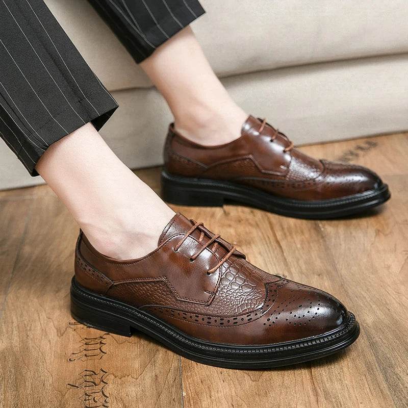 Designer Business Oxfords Formal Wedding Mens Derby Italian Original Crocodile Leather Dress Office Loafers Casual Shoes for Men - FLORANZANI- Beauté & Santé