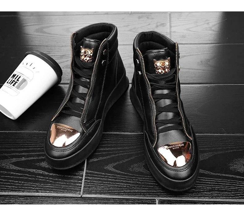 High Top Casual Shoes Men Sneakers 2024 Fashion Skateboard Shoes Leopard Platform Shoe Sport Training Shoes Men's Ankle Boots - FLORANZANI- Beauté & Santé