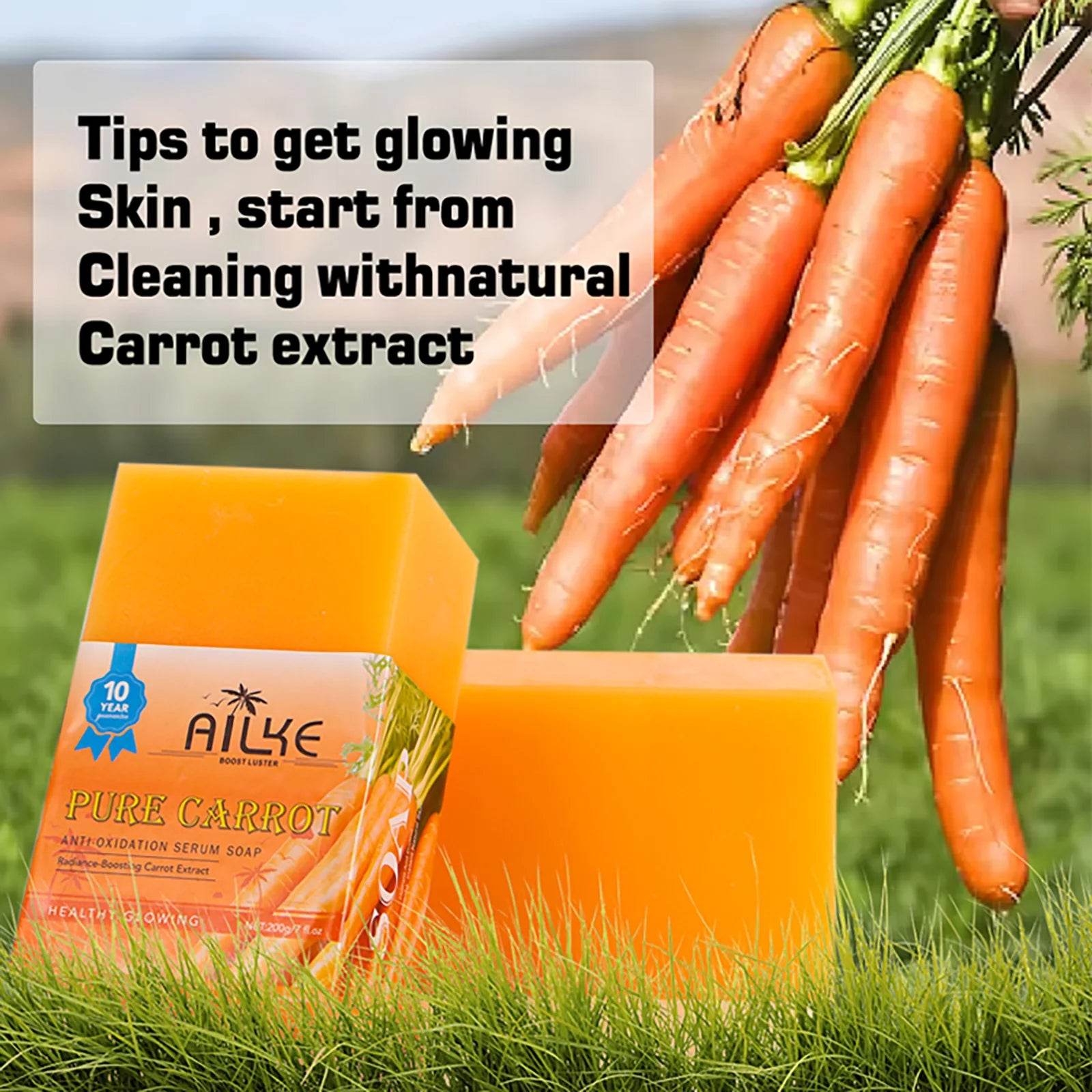 AILKE Pure Carrot Anti-Oxidation Serum Soap, Brightening Skin Tone, With Rich Foam, Suitable For Black Dark Skin, Vegan Soap - FLORANZANI- Beauté & Santé