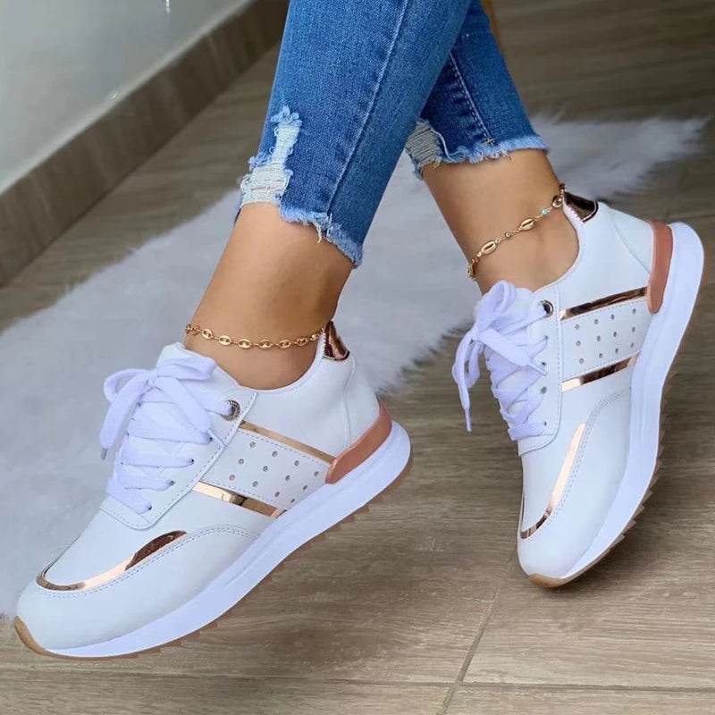 New Women Sneakers Platform Shoes Leather Patchwork Casual Sport Shoes Ladies Outdoor Running Vulcanized Shoes Zapatillas Mujer - FLORANZANI- Beauté & Santé