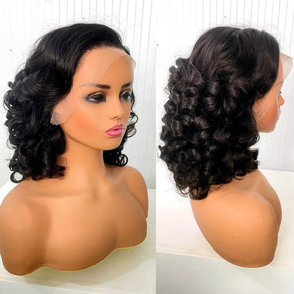 12A Raw Donor Human Hair Wigs 13x4 HD Lace Frontal 250% Density Unprocessed Vietnamese Double Drown Bouncy Wave Lace Frontal Wig - FLORANZANI- Beauté & Santé