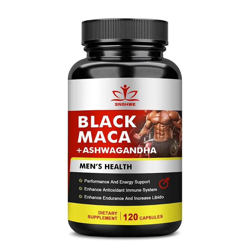 120 Black Maca Booster for Men - Maca Supplements for Health, Energy & Endurance, Muscle Mas Supplements - FLORANZANI- Beauté & Santé