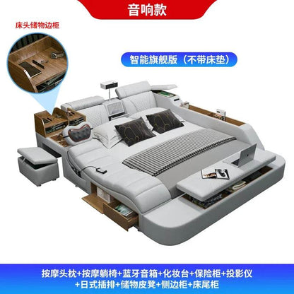 Gamer Massage Tatami Leather Bed Bedroom Lazy Double Bed Modern Simple Wedding With Projector STravel Muebles Trendy Furniture - FLORANZANI- Beauté & Santé