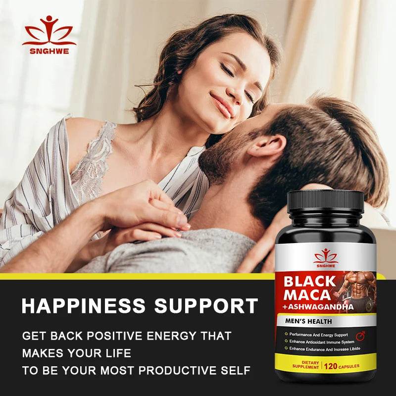 120 Black Maca Booster for Men - Maca Supplements for Health, Energy & Endurance, Muscle Mas Supplements - FLORANZANI- Beauté & Santé