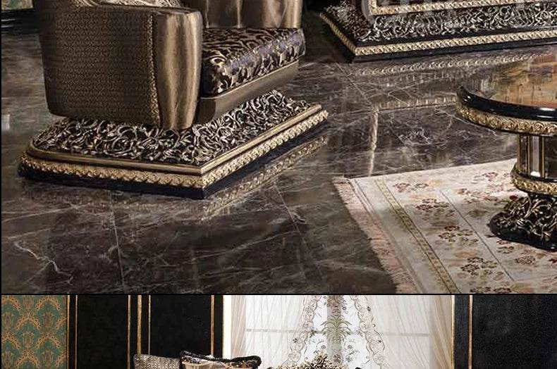 European style solid wood carved combination sofa French villa high-end custom new fabric sofa luxury furniture - FLORANZANI- Beauté & Santé