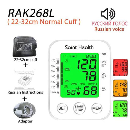 Saint Health Portable Russian Voice Arm Automatic Blood Pressure Monitor BP Sphygmomanometer Tensiometer Heart Rate Pulse Meter - FLORANZANI- Beauté & Santé