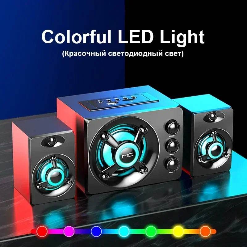 HIFI 3D Stereo Speakers Colorful LED Light Heavy Bass AUX USB Wired Wireless Bluetooth Audio Home Theater Surround Sound Bar TV - FLORANZANI- Beauté & Santé