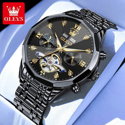 OLEVS 6621 Mens Watch Business Brand Automatic Mechanical Watch Waterproof Watch For Man Moon Phase Original Watches Luxury Men - FLORANZANI- Beauté & Santé