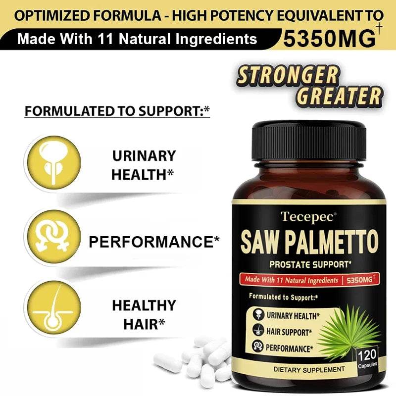 Saw Palmetto Capsules - Men's Prostate Health, Reduce Urinary Frequency, Promote Hair Growth - FLORANZANI- Beauté & Santé