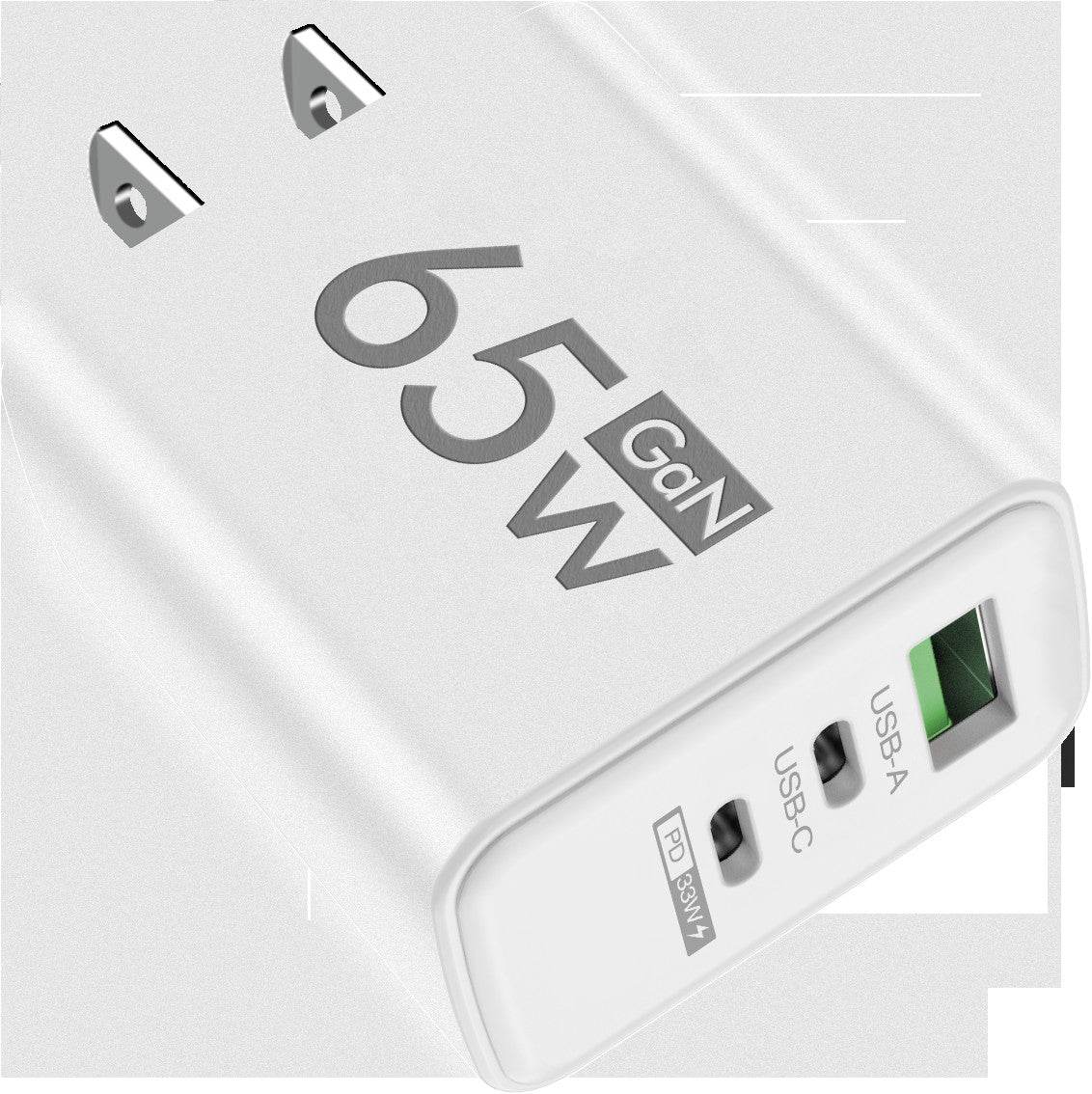 PD 65W USB C Charger GaN Charger Quick Charge 3.0 Type C Phone Adapter For iPhone 15 14 Samsung Xiaomi 3 Ports Fast Wall Charger - FLORANZANI- Beauté & Santé