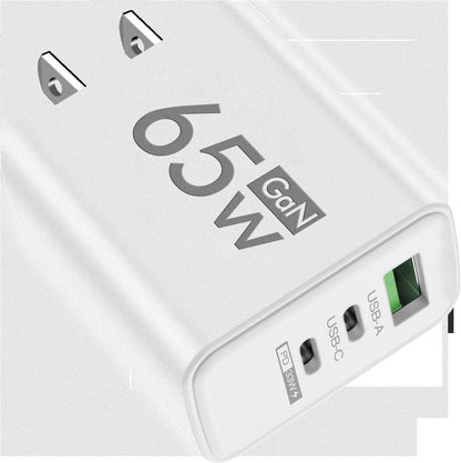 PD 65W USB C Charger GaN Charger Quick Charge 3.0 Type C Phone Adapter For iPhone 15 14 Samsung Xiaomi 3 Ports Fast Wall Charger - FLORANZANI- Beauté & Santé