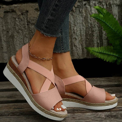 Wedge Sandals For Women Cross-strap Platform Gladiator Hemp Heel Shoes Summer - FLORANZANI- Beauté & Santé